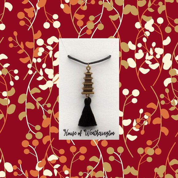 Handcrafted Asian Pagoda Necklace - Picture 5 of 6